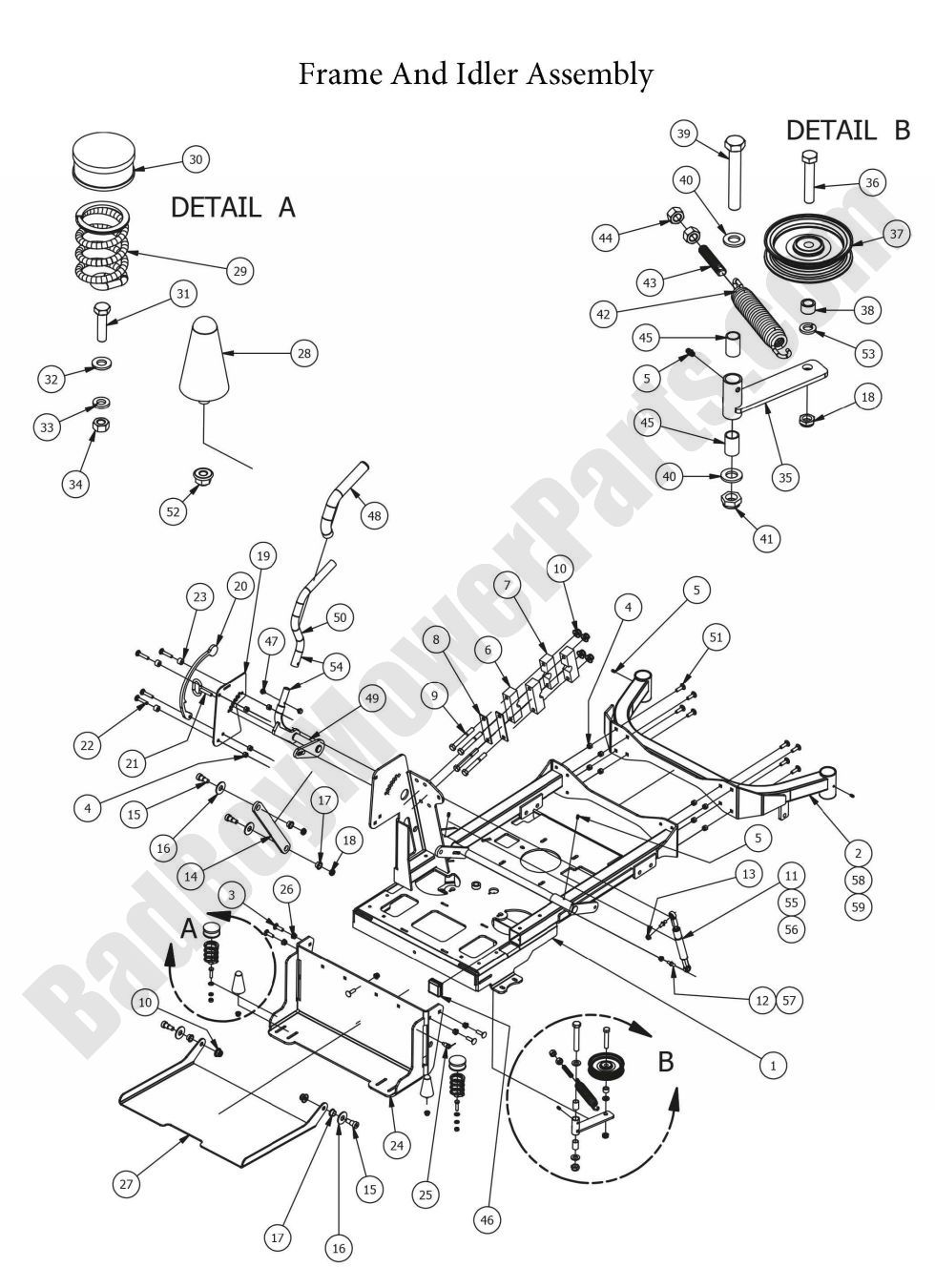 1249 - Bad Boy Mower Parts Lookup > 2015 > Stand-On > Frame & Idler Assembly